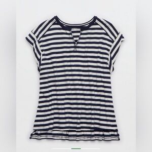 Aerie Women’s Oversized Notch Neck Summer Breeze T-Shirt Navy Size M